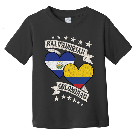 Salvadorian Colombian Heart Flags El Salvador Colombia Infant Toddler T-Shirt