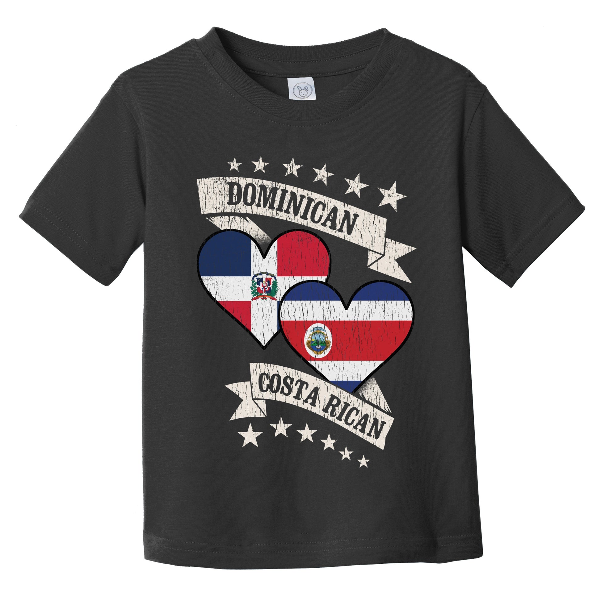 Dominican Costa Rican Heart Flags Dominican Republic Costa Rica Infant Toddler T-Shirt