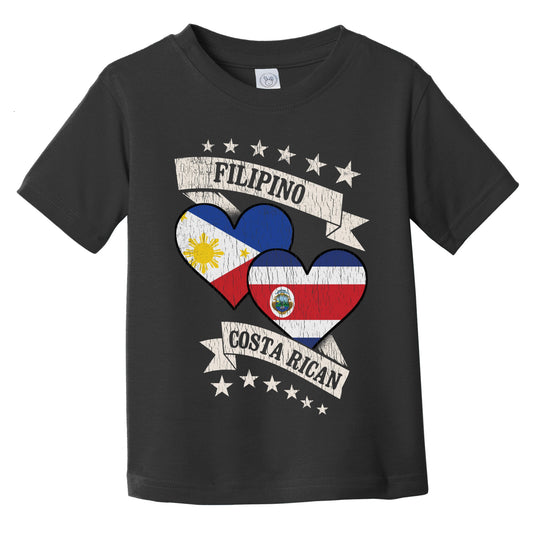 Filipino Costa Rican Heart Flags Philippines Costa Rica Infant Toddler T-Shirt