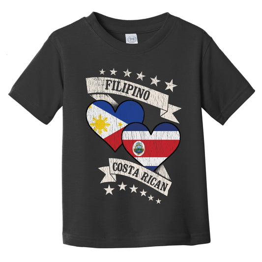 Filipino Costa Rican Heart Flags Philippines Costa Rica Infant Toddler T-Shirt