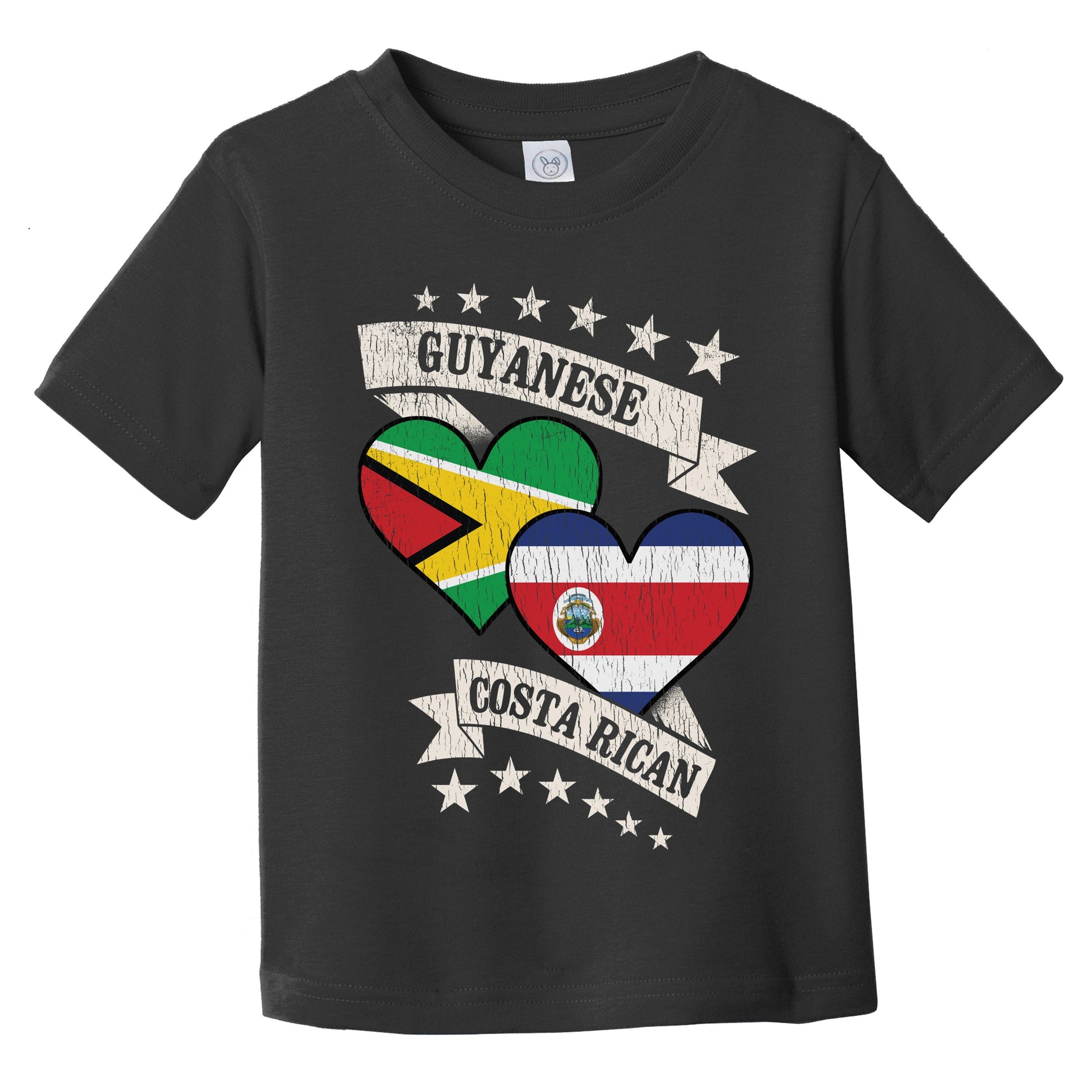 Guyanese Costa Rican Heart Flags Guyana Costa Rica Infant Toddler T-Shirt