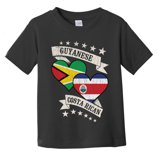 Guyanese Costa Rican Heart Flags Guyana Costa Rica Infant Toddler T-Shirt