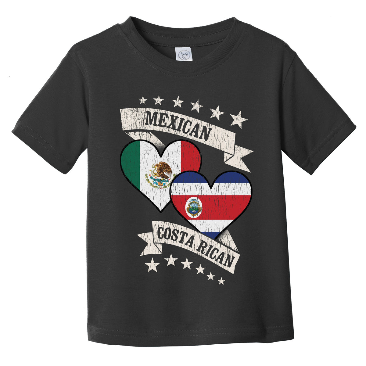 Mexican Costa Rican Heart Flags Mexico Costa Rica Infant Toddler T-Shirt