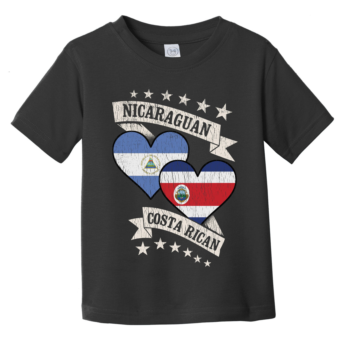 Nicaraguan Costa Rican Heart Flags Nicaragua Costa Rica Infant Toddler T-Shirt