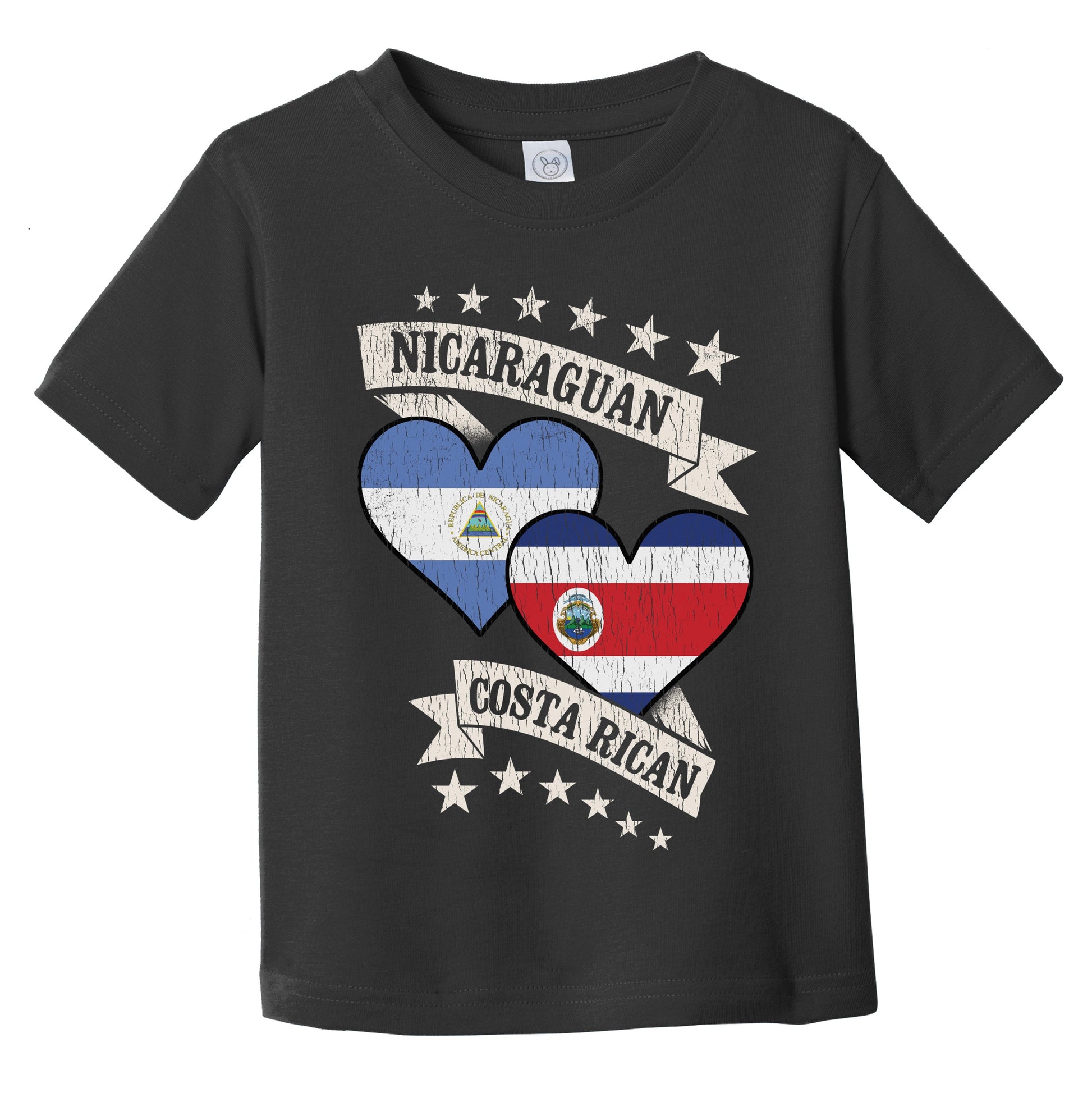 Nicaraguan Costa Rican Heart Flags Nicaragua Costa Rica Infant Toddler T-Shirt