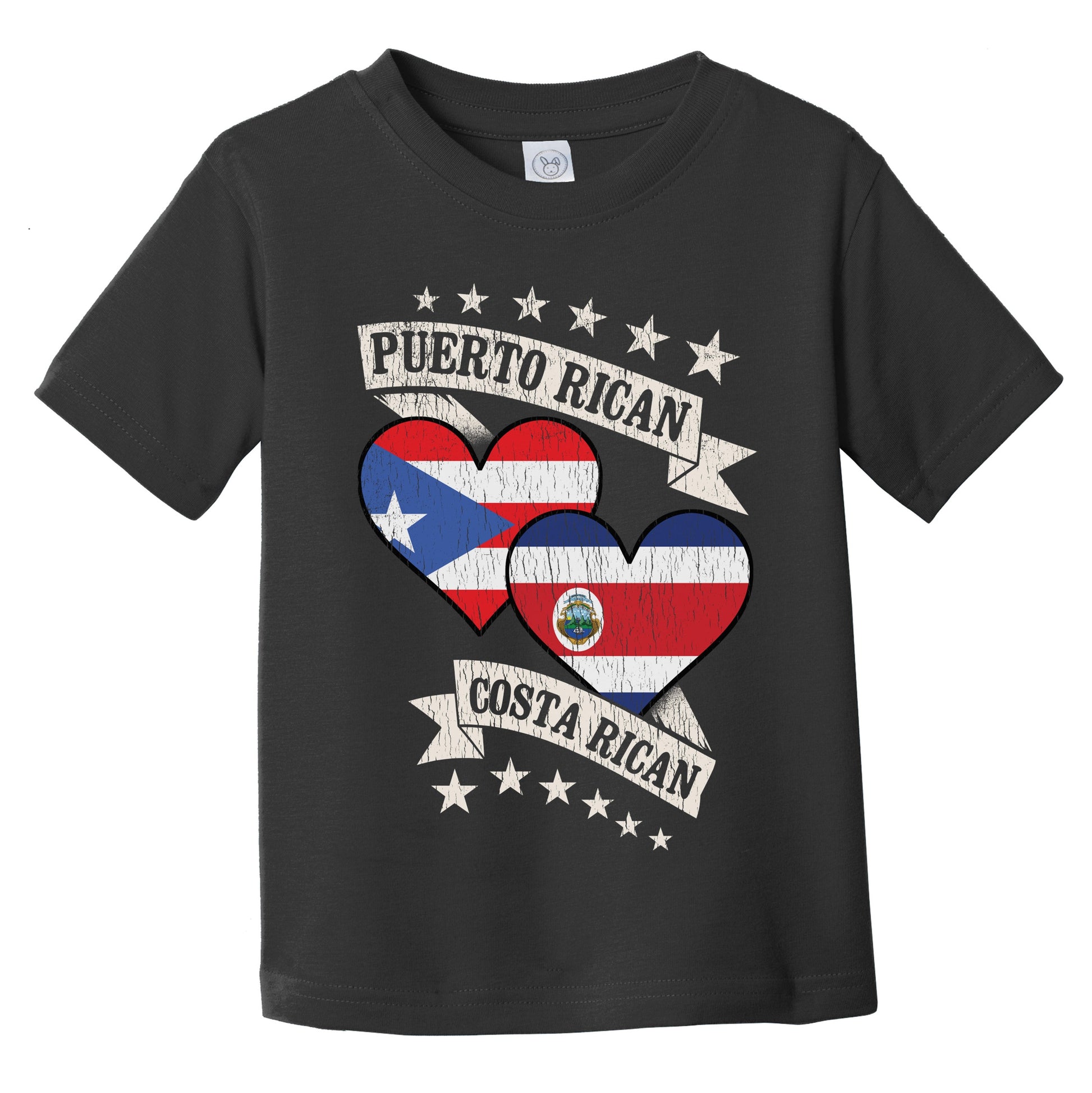 Puerto Rican Costa Rican Heart Flags Puerto Rico Costa Rica Infant Toddler T-Shirt