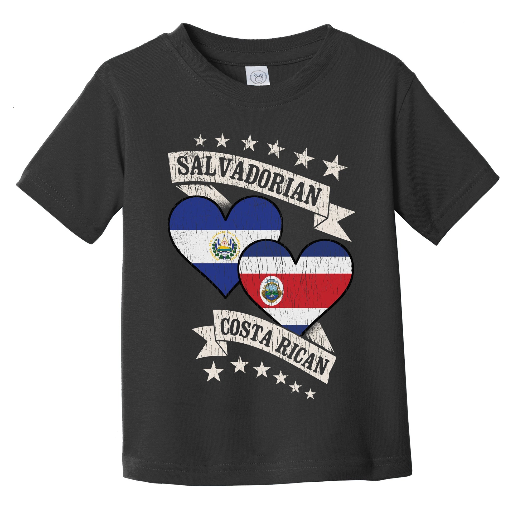 Salvadorian Costa Rican Heart Flags El Salvador Costa Rica Infant Toddler T-Shirt