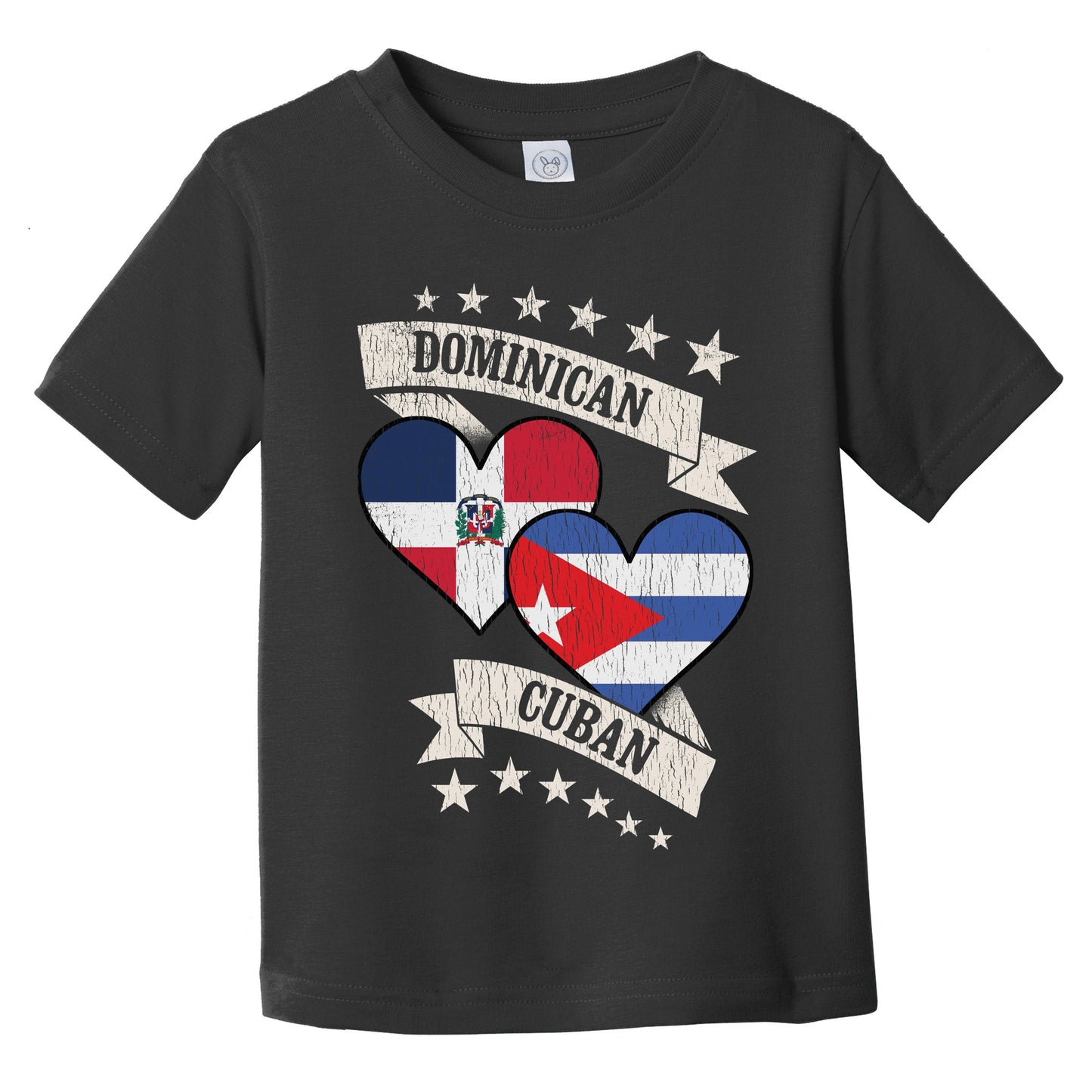 Dominican Cuban Heart Flags Dominican Republic Cuba Infant Toddler T-Shirt