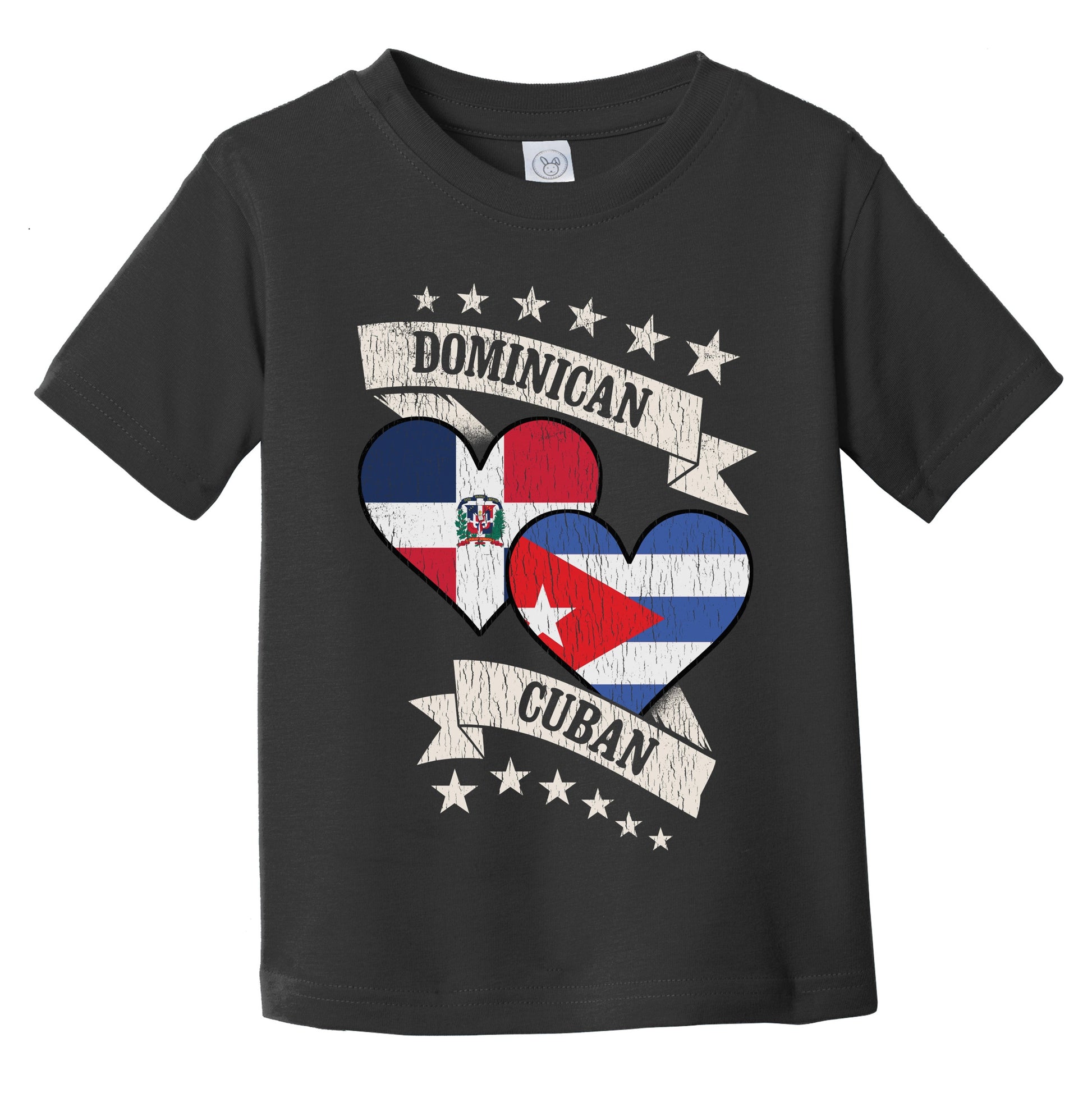 Dominican Cuban Heart Flags Dominican Republic Cuba Infant Toddler T-Shirt