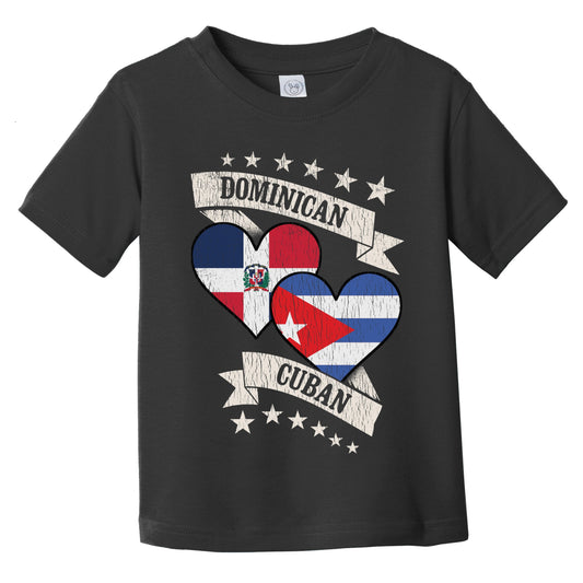 Dominican Cuban Heart Flags Dominican Republic Cuba Infant Toddler T-Shirt