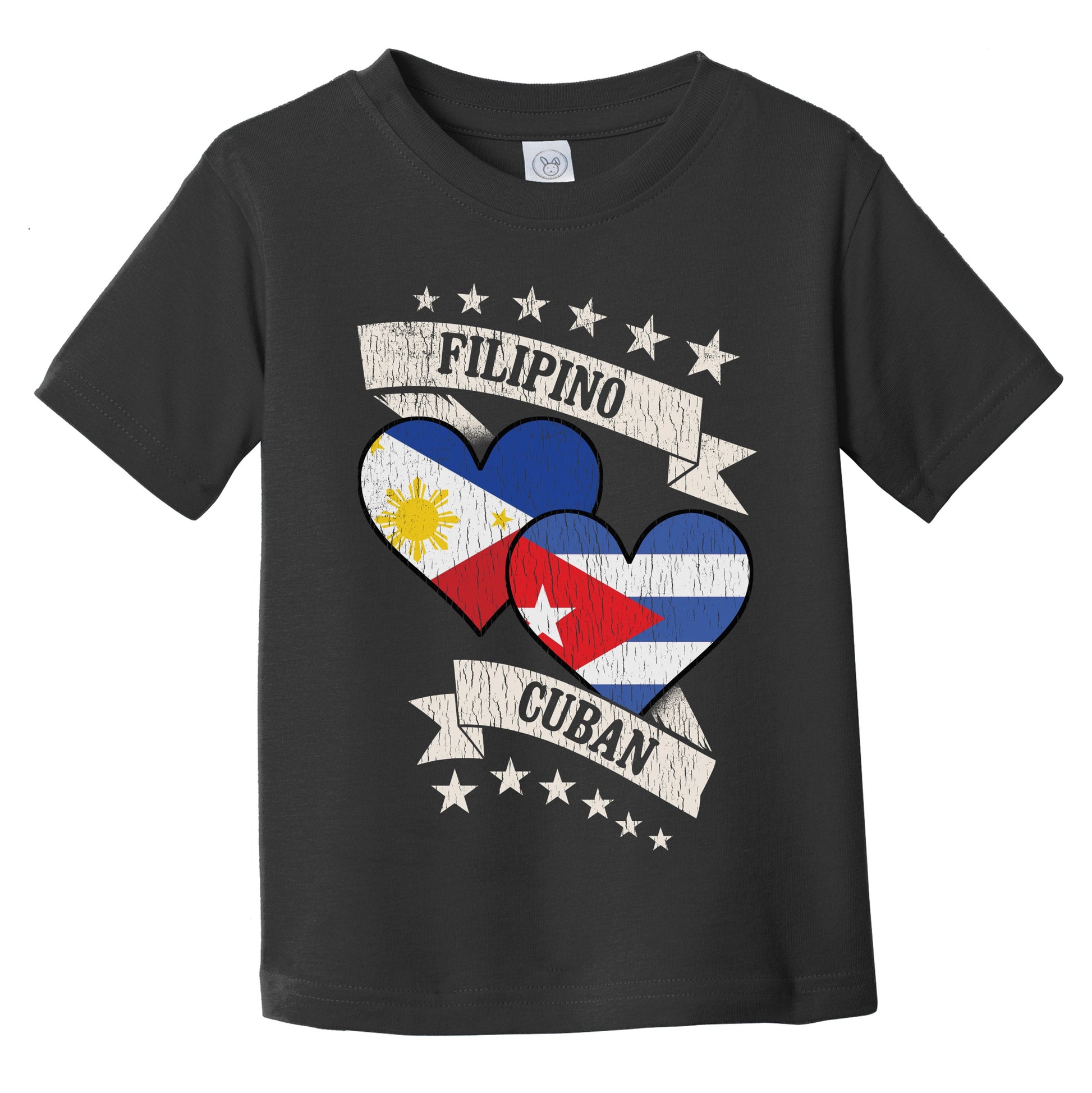 Filipino Cuban Heart Flags Philippines Cuba Infant Toddler T-Shirt