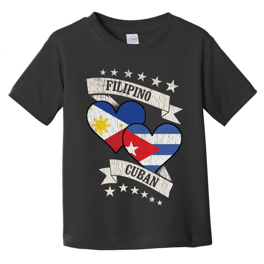 Filipino Cuban Heart Flags Philippines Cuba Infant Toddler T-Shirt