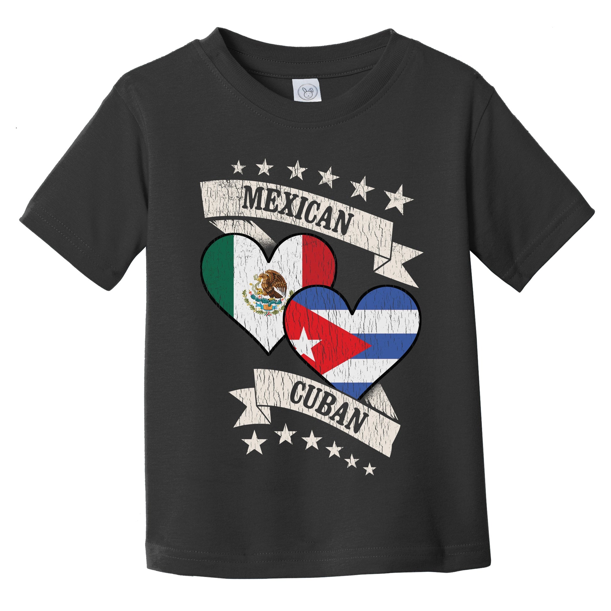 Mexican Cuban Heart Flags Mexico Cuba Infant Toddler T-Shirt