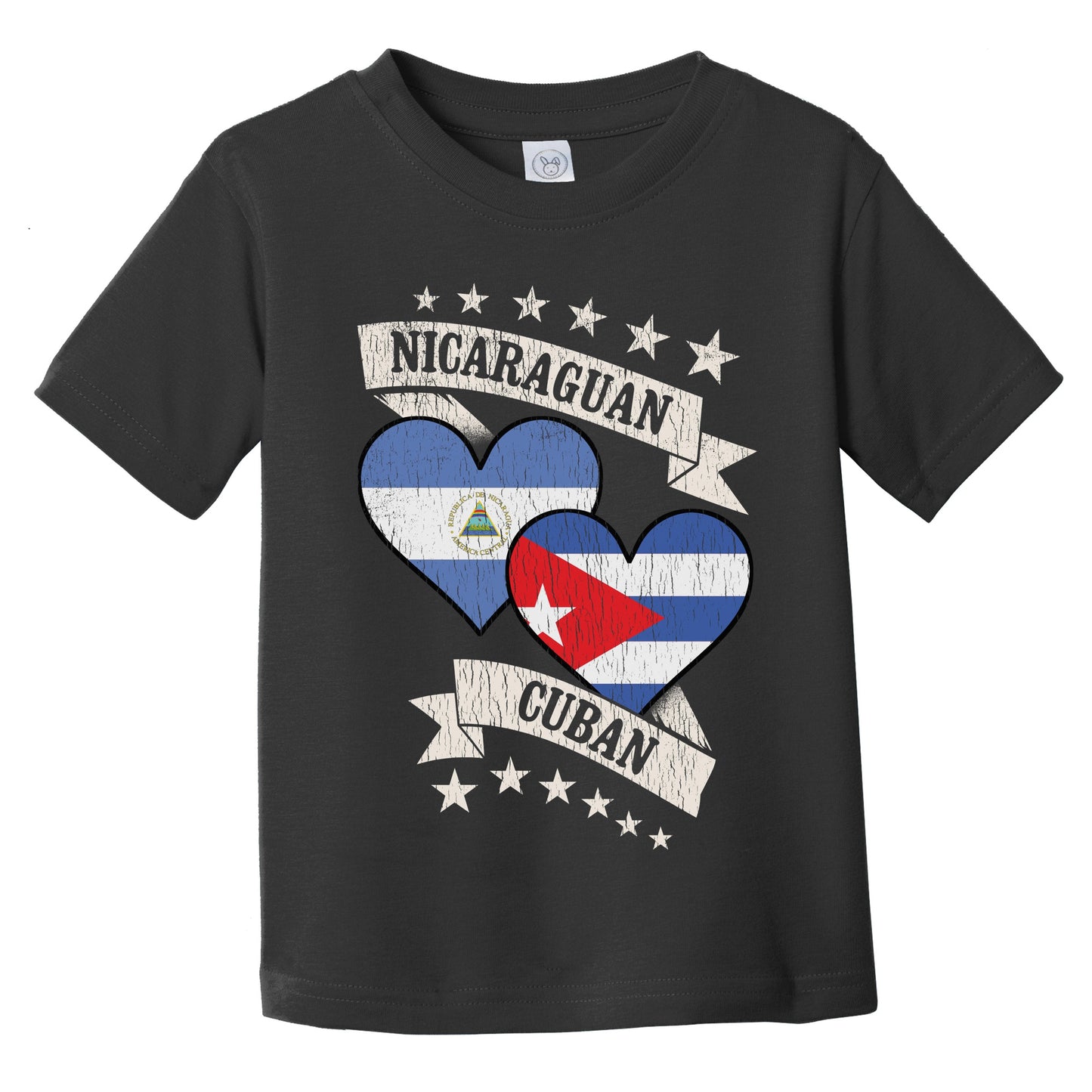 Nicaraguan Cuban Heart Flags Nicaragua Cuba Infant Toddler T-Shirt