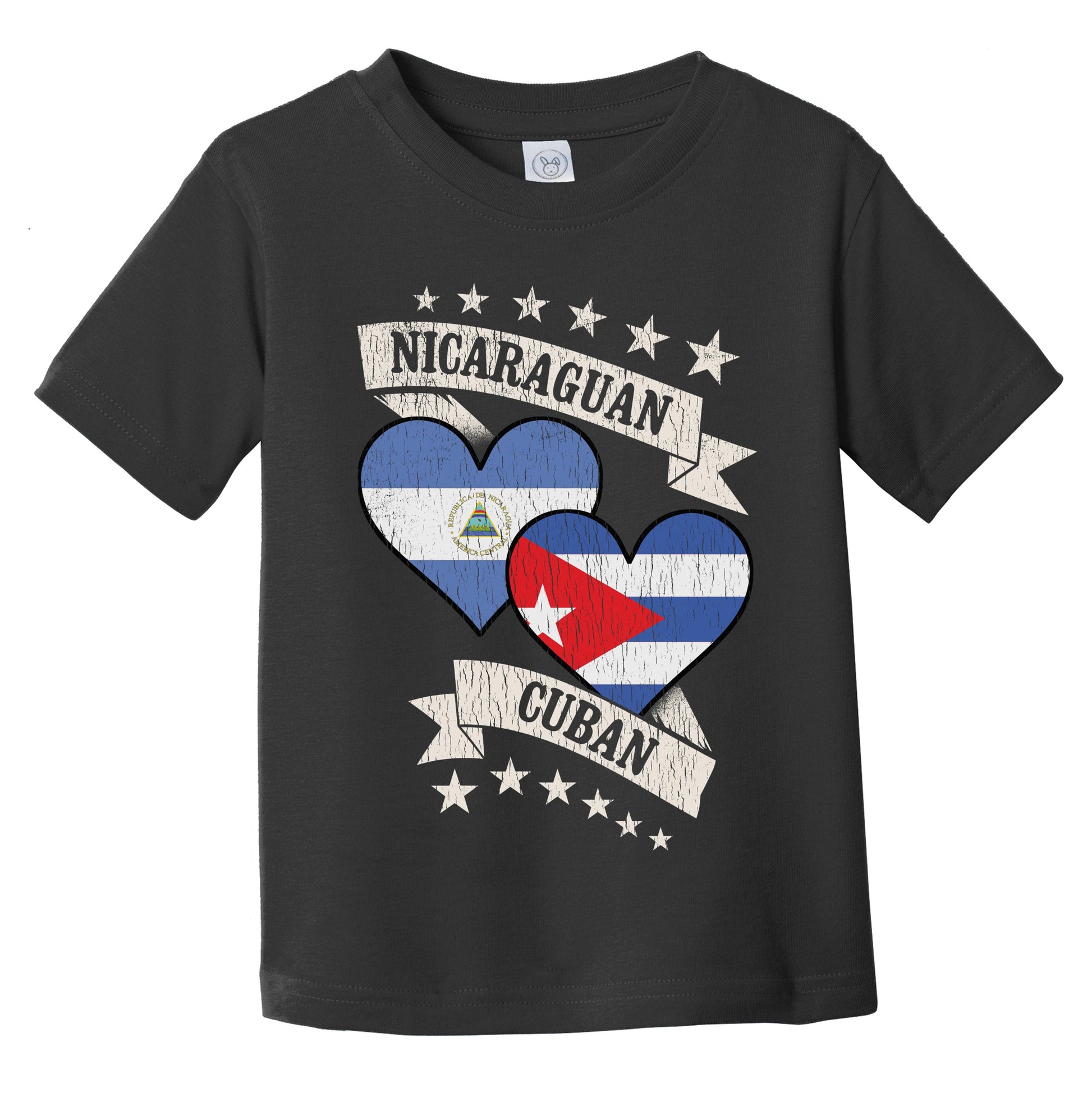 Nicaraguan Cuban Heart Flags Nicaragua Cuba Infant Toddler T-Shirt