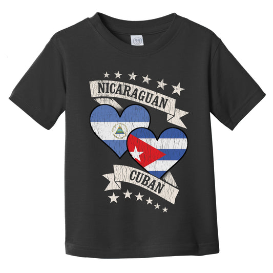 Nicaraguan Cuban Heart Flags Nicaragua Cuba Infant Toddler T-Shirt