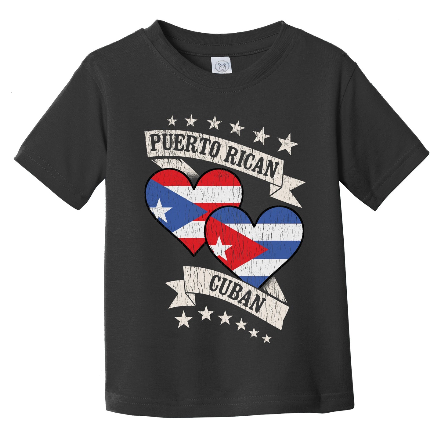 Puerto Rican Cuban Heart Flags Puerto Rico Cuba Infant Toddler T-Shirt