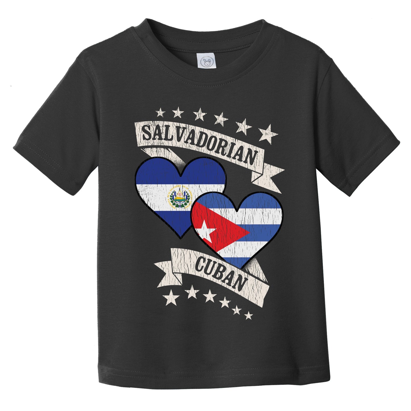 Salvadorian Cuban Heart Flags El Salvador Cuba Infant Toddler T-Shirt
