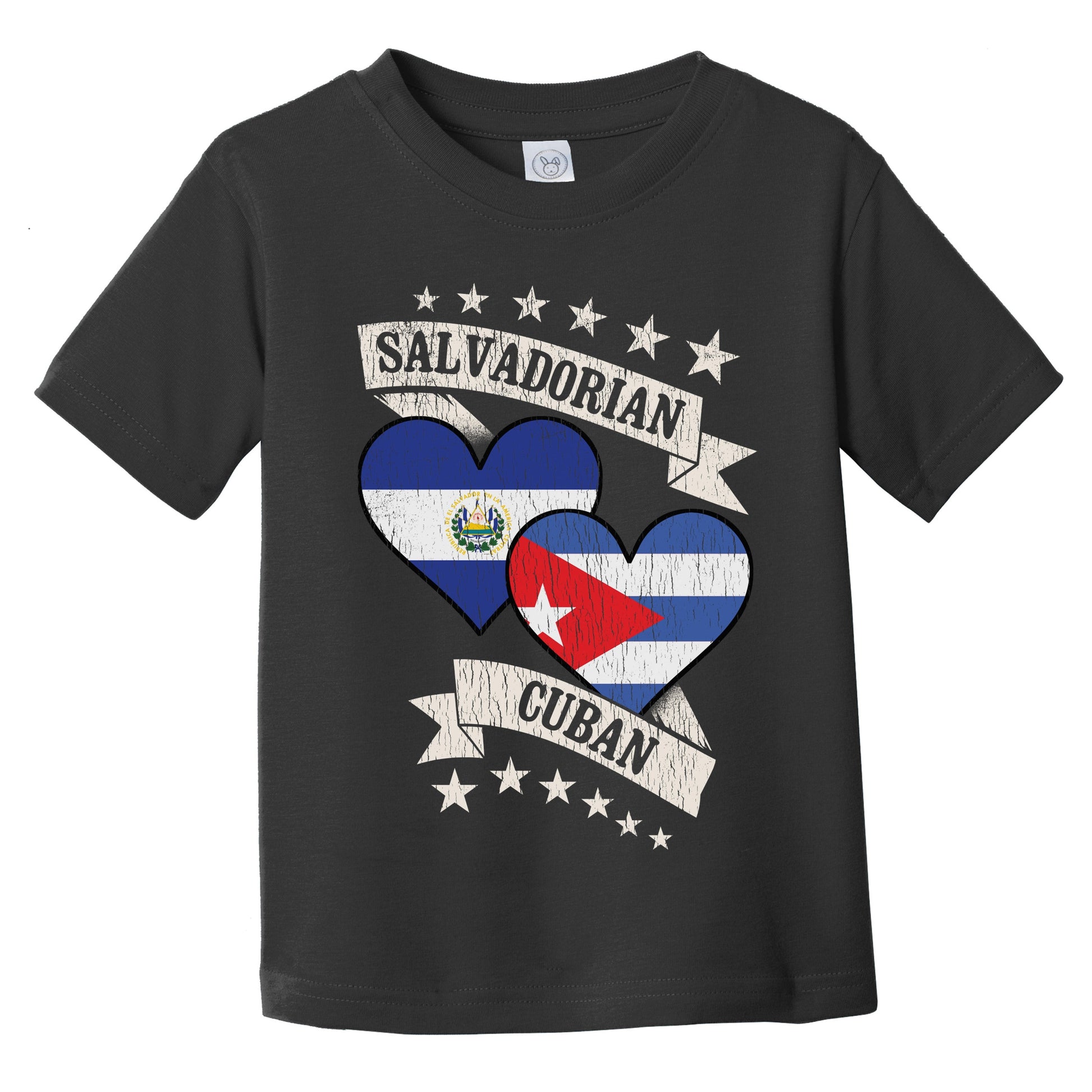 Salvadorian Cuban Heart Flags El Salvador Cuba Infant Toddler T-Shirt