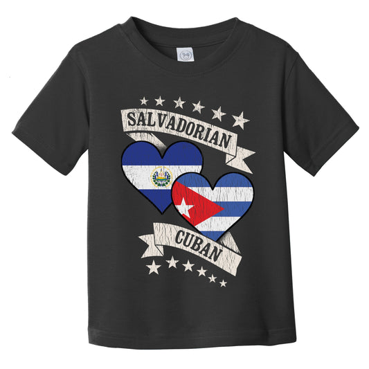 Salvadorian Cuban Heart Flags El Salvador Cuba Infant Toddler T-Shirt
