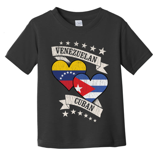 Venezuelan Cuban Heart Flags Venezuela Cuba Infant Toddler T-Shirt