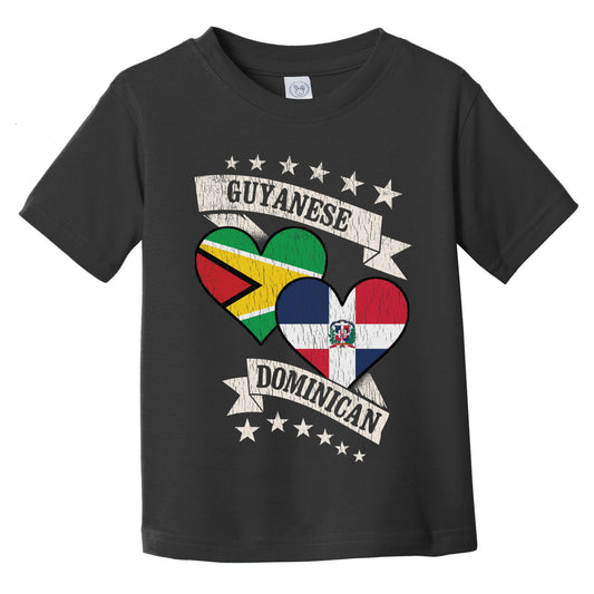 Guyanese Dominican Heart Flags Guyana Dominican Republic Infant Toddler T-Shirt