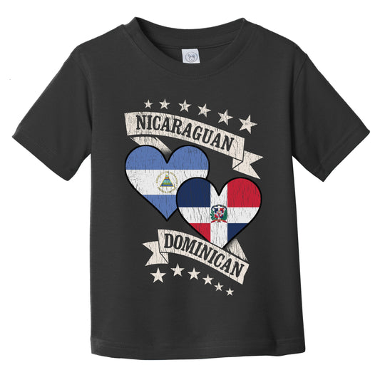 Nicaraguan Dominican Heart Flags Nicaragua Dominican Republic Infant Toddler T-Shirt