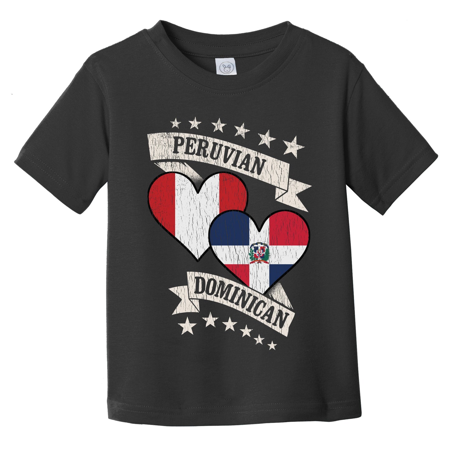 Peruvian Dominican Heart Flags Peru Dominican Republic Infant Toddler T-Shirt