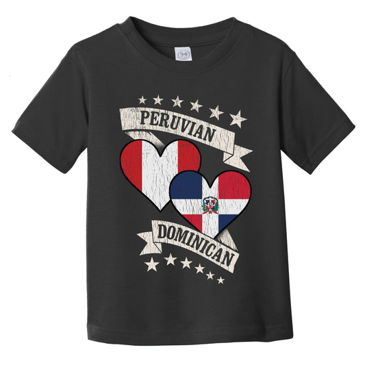 Peruvian Dominican Heart Flags Peru Dominican Republic Infant Toddler T-Shirt