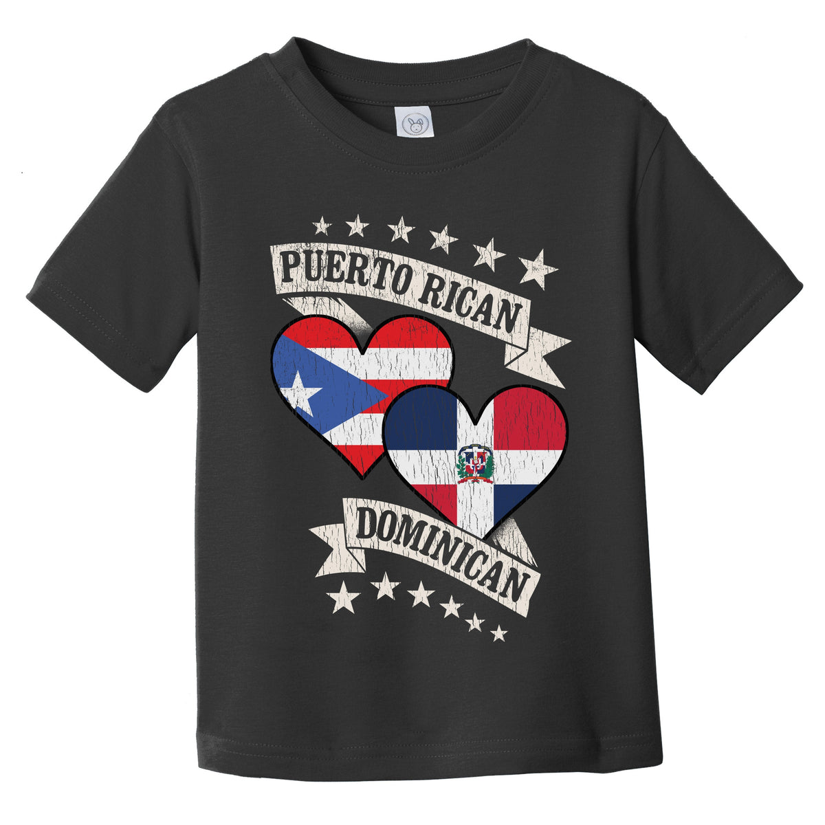 Puerto Rican Dominican Heart Flags Puerto Rico Dominican Republic Infant Toddler T-Shirt