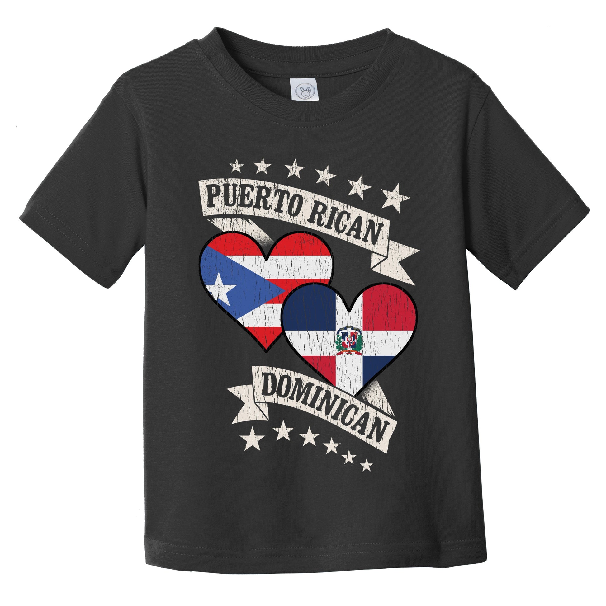 Puerto Rican Dominican Heart Flags Puerto Rico Dominican Republic Infant Toddler T-Shirt
