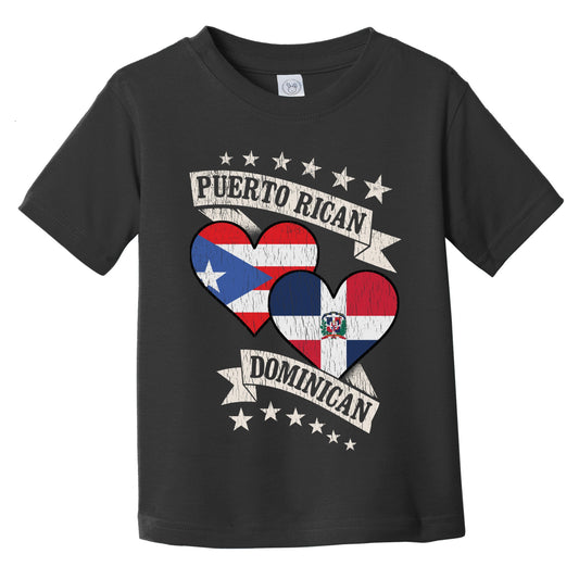 Puerto Rican Dominican Heart Flags Puerto Rico Dominican Republic Infant Toddler T-Shirt