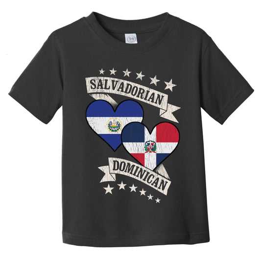 Salvadorian Dominican Heart Flags El Salvador Dominican Republic Infant Toddler T-Shirt