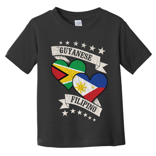 Guyanese Filipino Heart Flags Guyana Philippines Infant Toddler T-Shirt