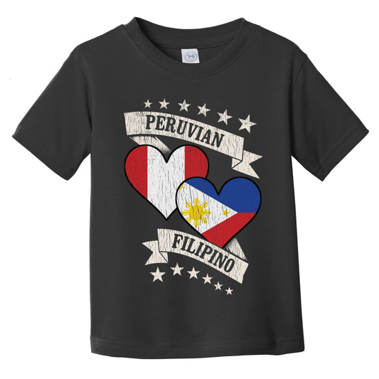 Peruvian Filipino Heart Flags Peru Philippines Infant Toddler T-Shirt