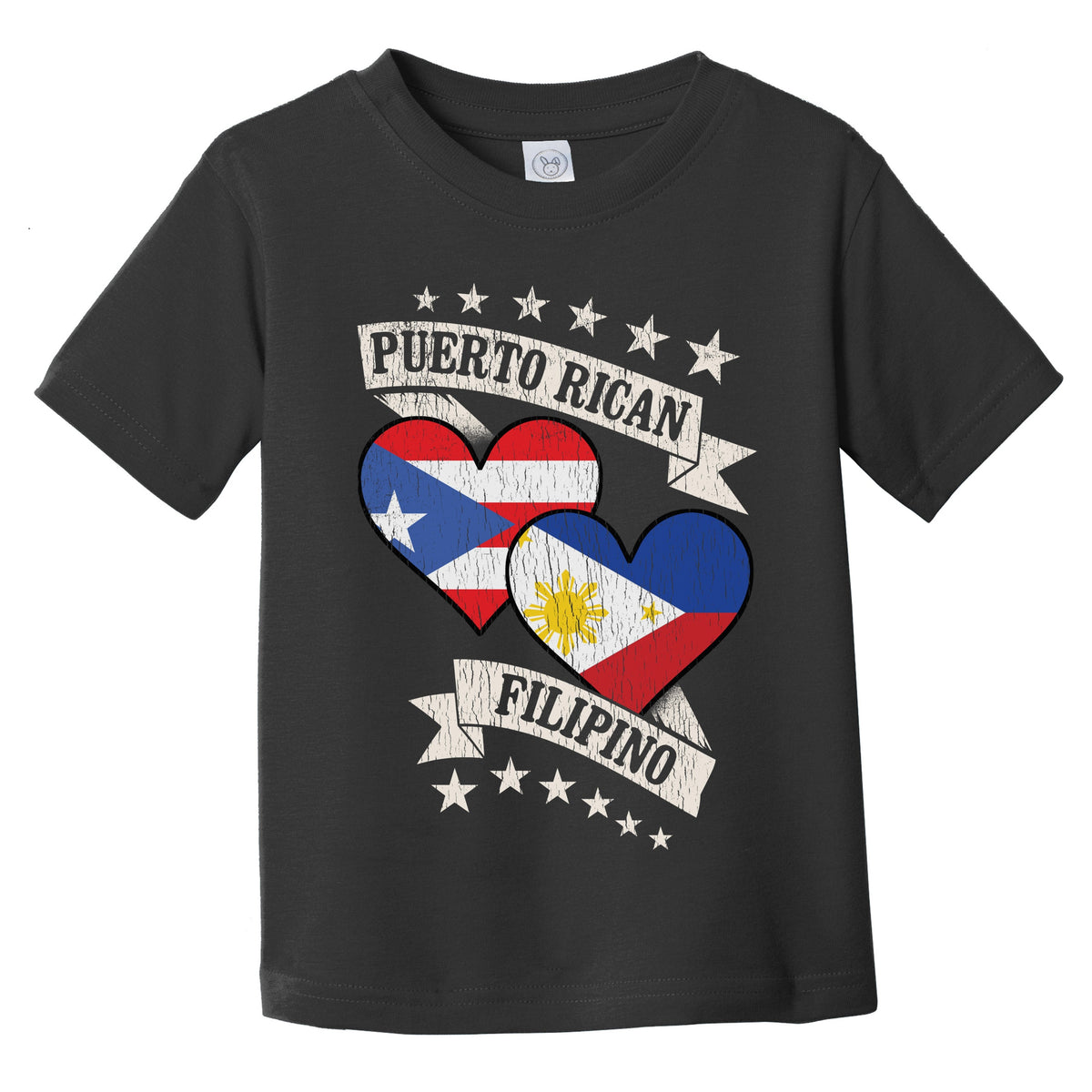 Puerto Rican Filipino Heart Flags Puerto Rico Philippines Infant Toddler T-Shirt