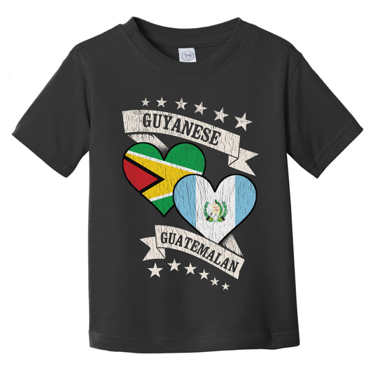 Guyanese Guatemalan Heart Flags Guyana Guatemala Infant Toddler T-Shirt