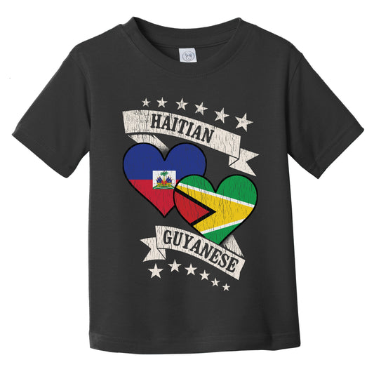 Haitian Guyanese Heart Flags Haiti Guyana Infant Toddler T-Shirt