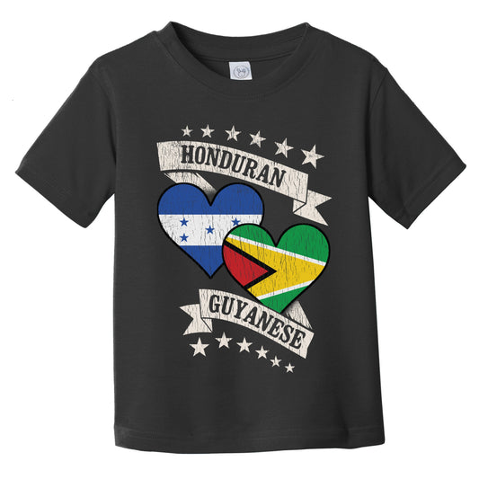 Honduran Guyanese Heart Flags Honduras Guyana Infant Toddler T-Shirt