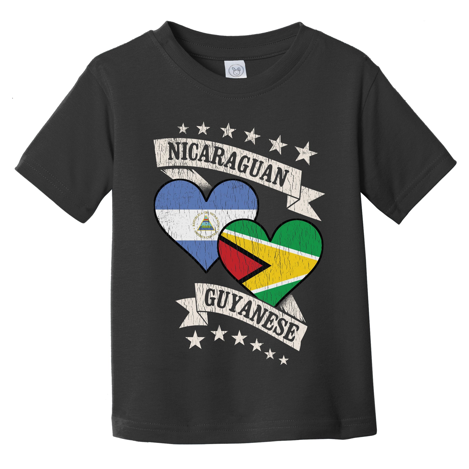 Nicaraguan Guyanese Heart Flags Nicaragua Guyana Infant Toddler T-Shirt