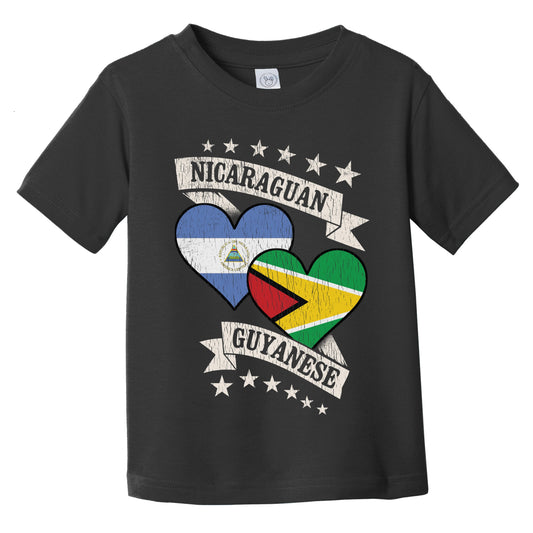 Nicaraguan Guyanese Heart Flags Nicaragua Guyana Infant Toddler T-Shirt