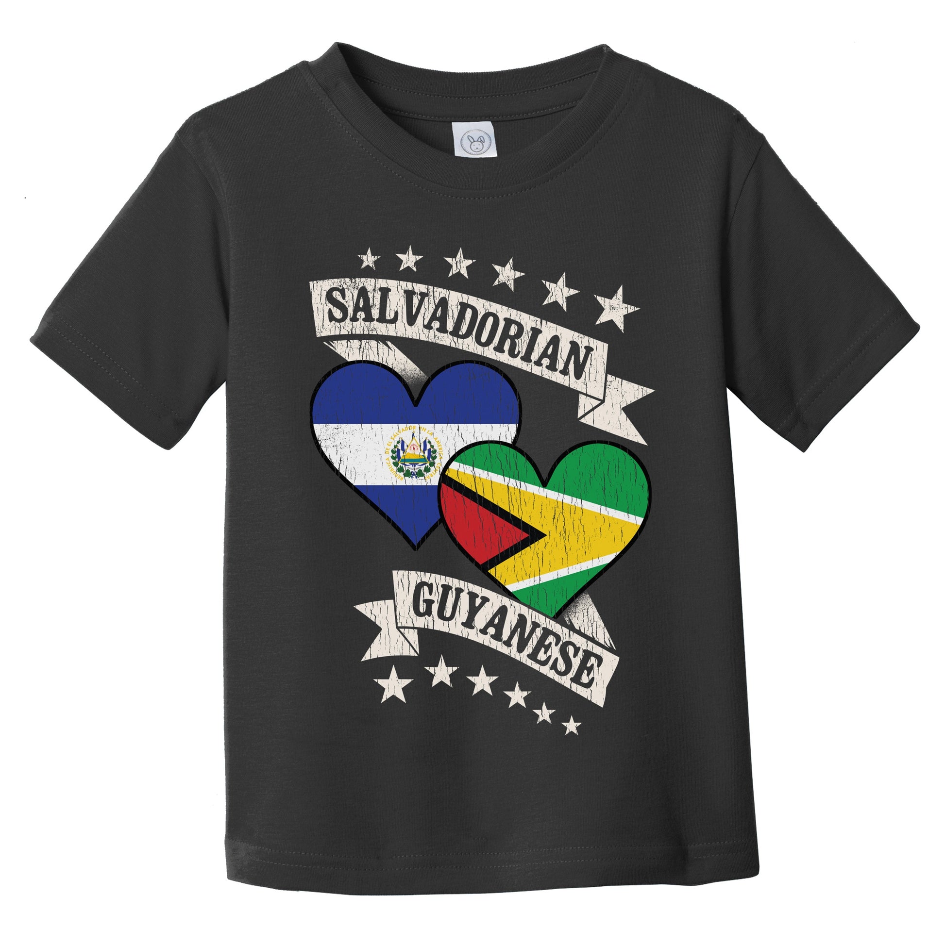 Salvadorian Guyanese Heart Flags El Salvador Guyana Infant Toddler T-Shirt