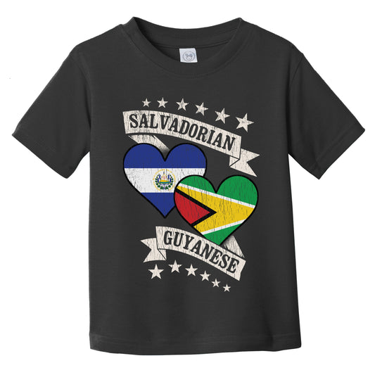 Salvadorian Guyanese Heart Flags El Salvador Guyana Infant Toddler T-Shirt