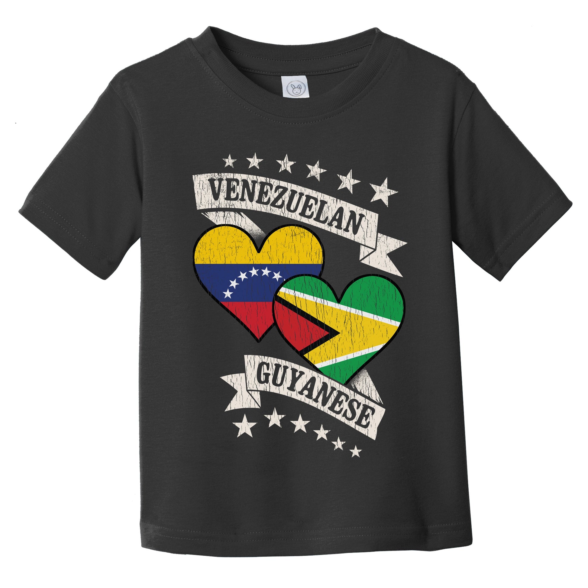 Venezuelan Guyanese Heart Flags Venezuela Guyana Infant Toddler T-Shirt