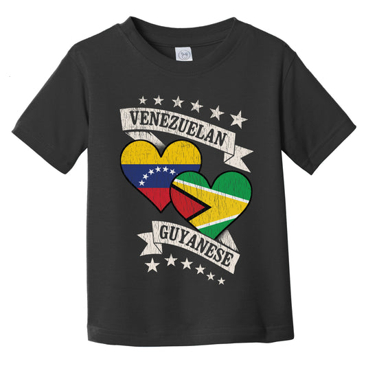 Venezuelan Guyanese Heart Flags Venezuela Guyana Infant Toddler T-Shirt