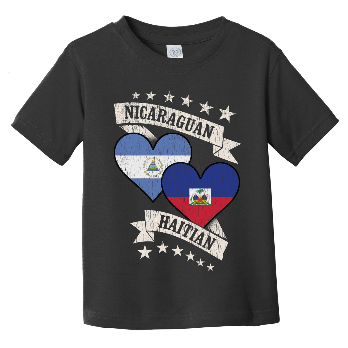 Nicaraguan Haitian Heart Flags Nicaragua Haiti Infant Toddler T-Shirt
