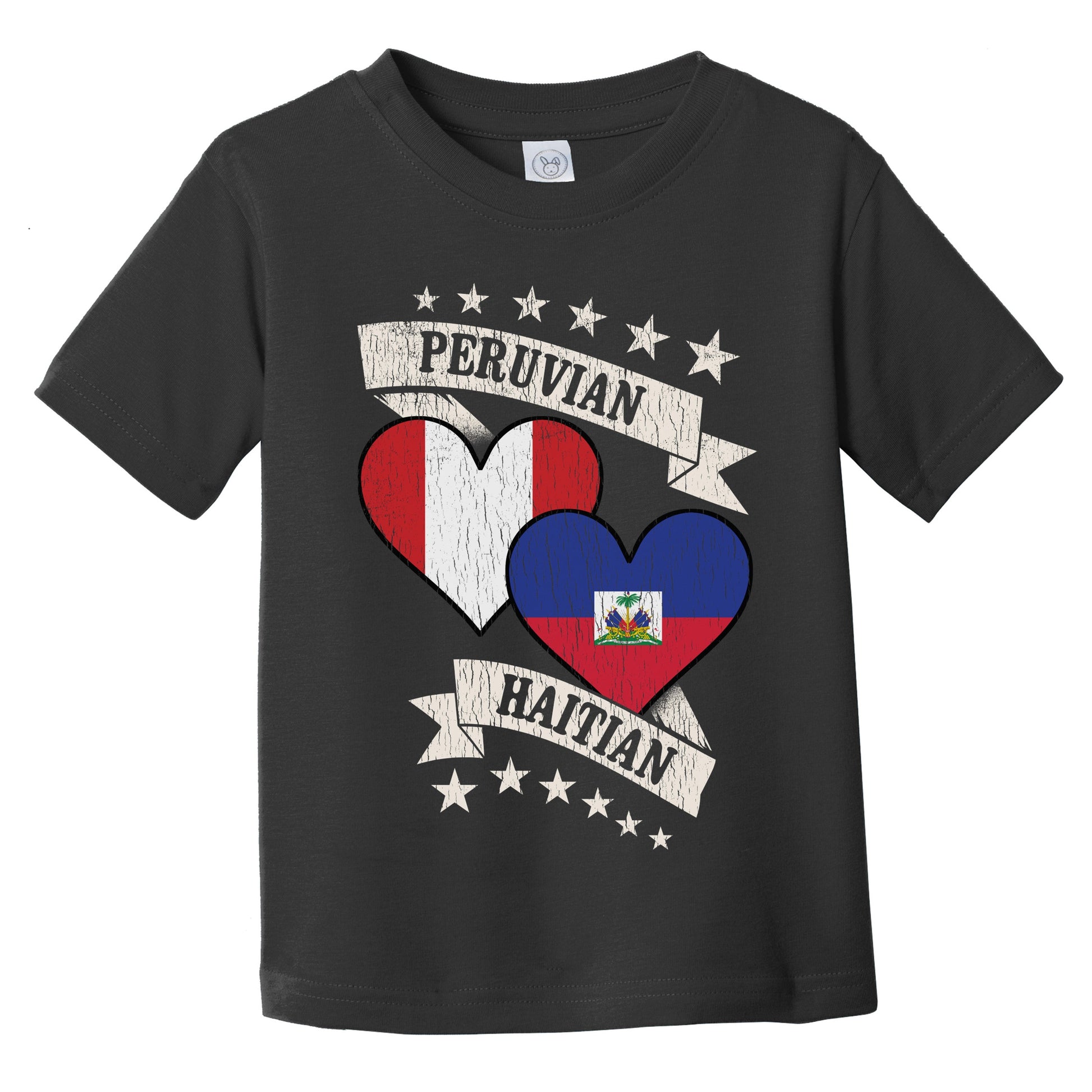 Peruvian Haitian Heart Flags Peru Haiti Infant Toddler T-Shirt