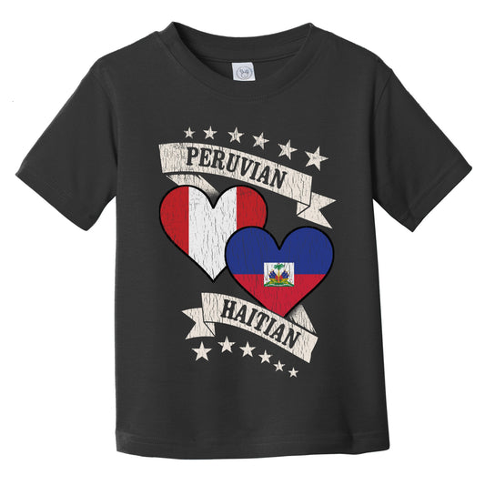 Peruvian Haitian Heart Flags Peru Haiti Infant Toddler T-Shirt