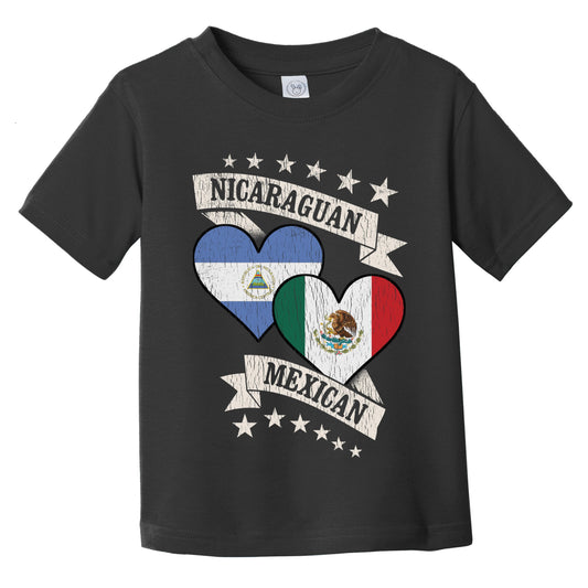 Nicaraguan Mexican Heart Flags Nicaragua Mexico Infant Toddler T-Shirt
