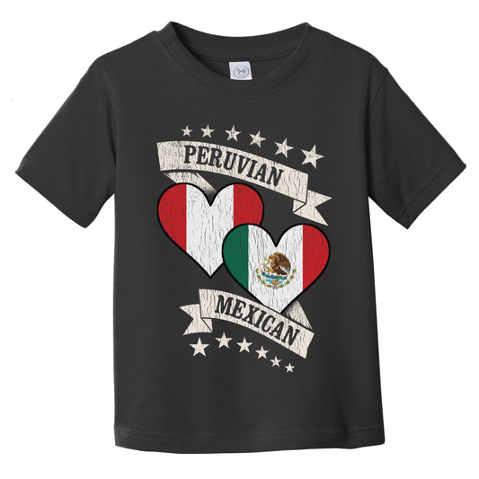 Peruvian Mexican Heart Flags Peru Mexico Infant Toddler T-Shirt
